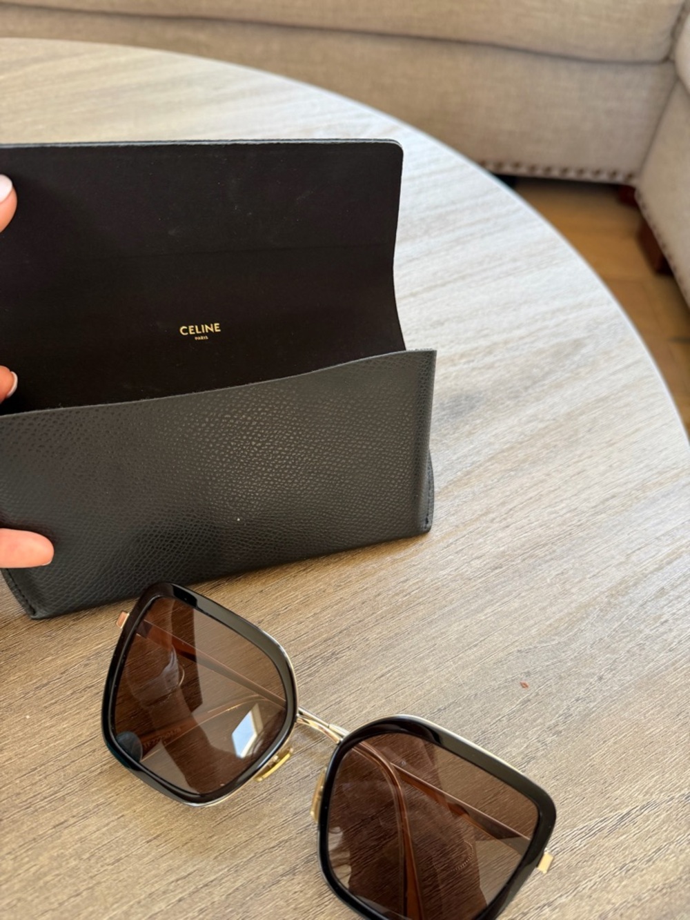 Celine Black & Gold Women's Sunglasses with Brown Lenses - Picture 3 of 5